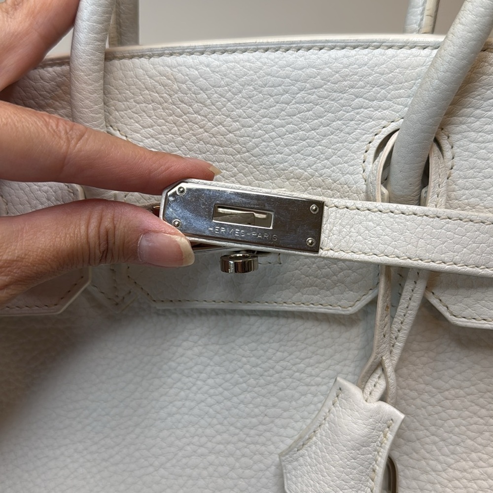 Hermès Birkin 30 in White Clemence Leather w/ Palladium hardware - Picture 13 of 17